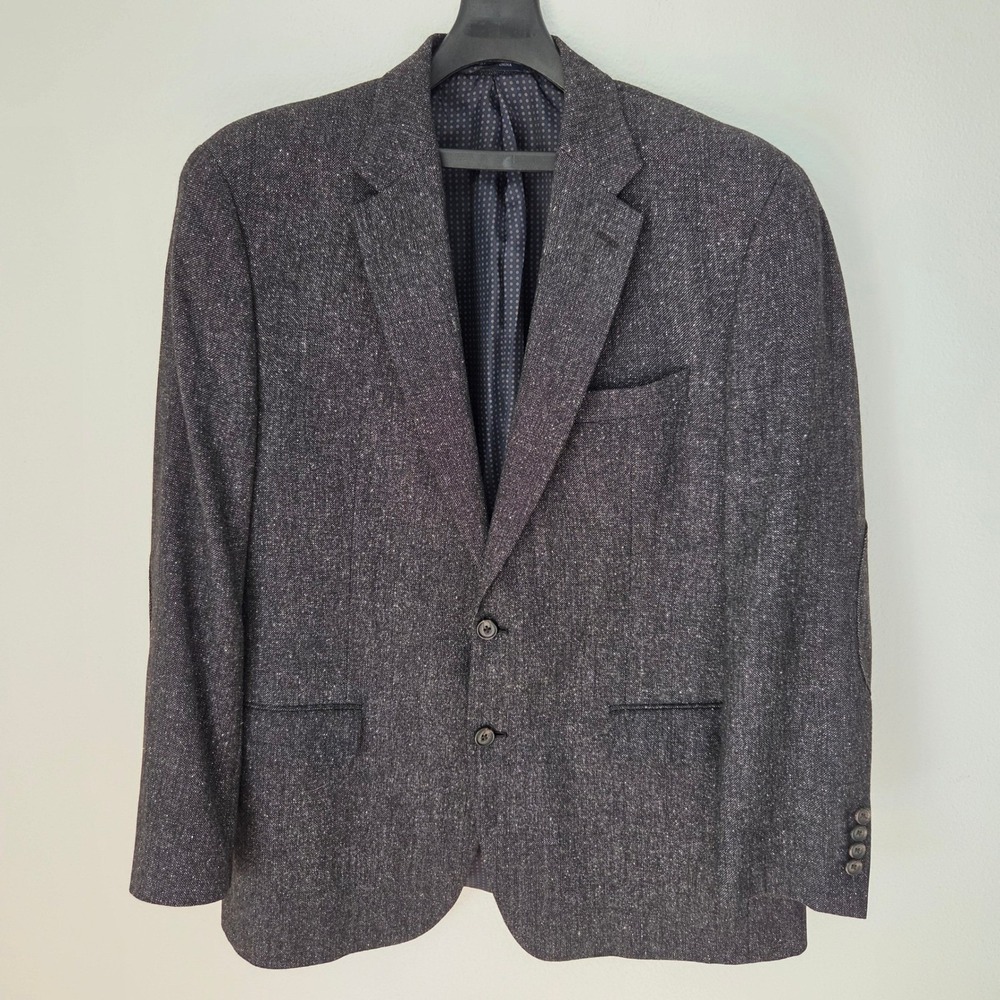 Ralph Lauren Mens 44R Wool Silk Blend Tweed Blazer Sport Coat Charcoal Grey